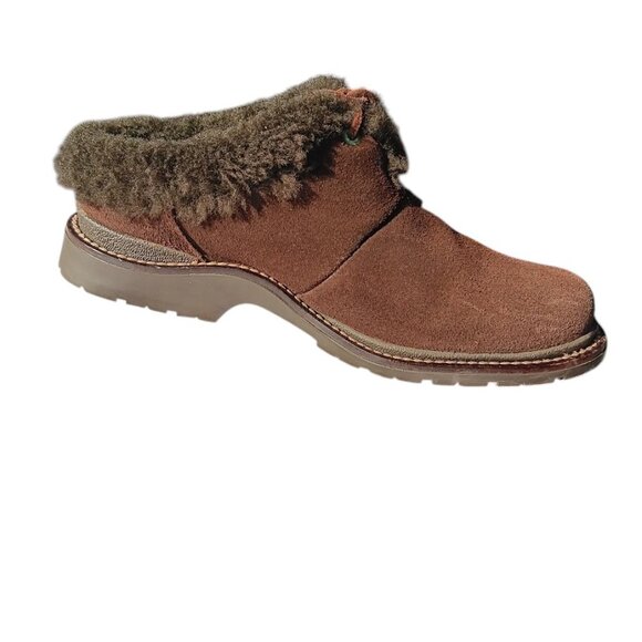 L.L.Bean Women’s Suede Casual Winter Ankle Boots Size 8 Brown Shearling Lined - Picture 4 of 14